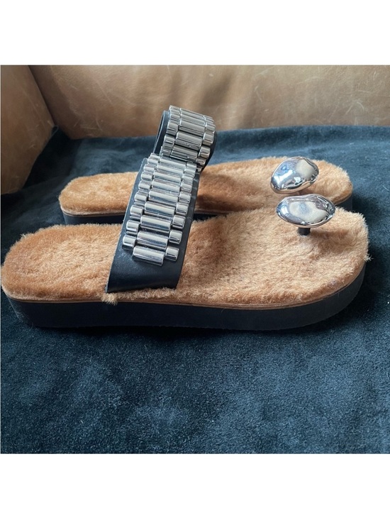3.1 Phillip Lim Shoes - Phillip Lim 3.1 leather fur metal embellishment sandals flatform luxe rare NWOT